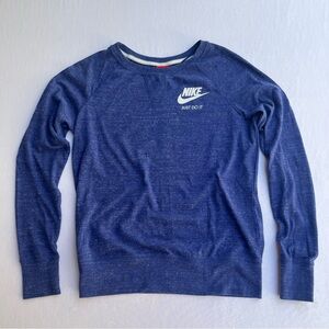 Nike Women Blue Marl Activewear Crew Neck Sweater Sweatshirt Pullover Size S